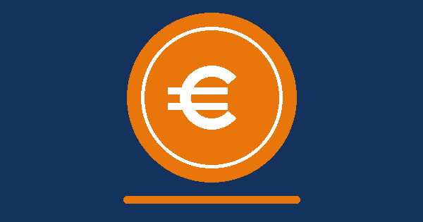 Moneda naranja con símbolo del euro que ilustra la guía para pasar del sueldo bruto al neto