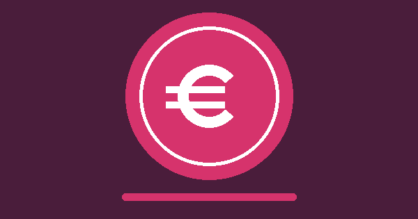 Moneda rosa con símbolo del euro que ilustra la guía de la prestación por desempleo
